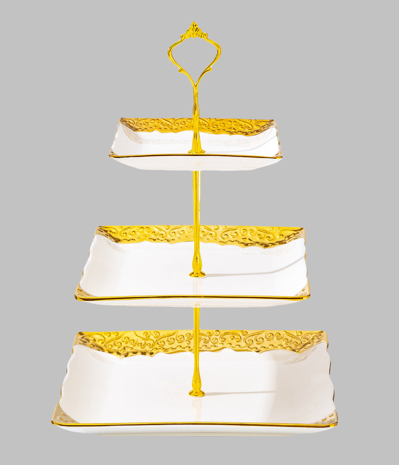 Light luxury ceramic tableware set, high-end gold-plated plates with gold edges, wholesale pic 11