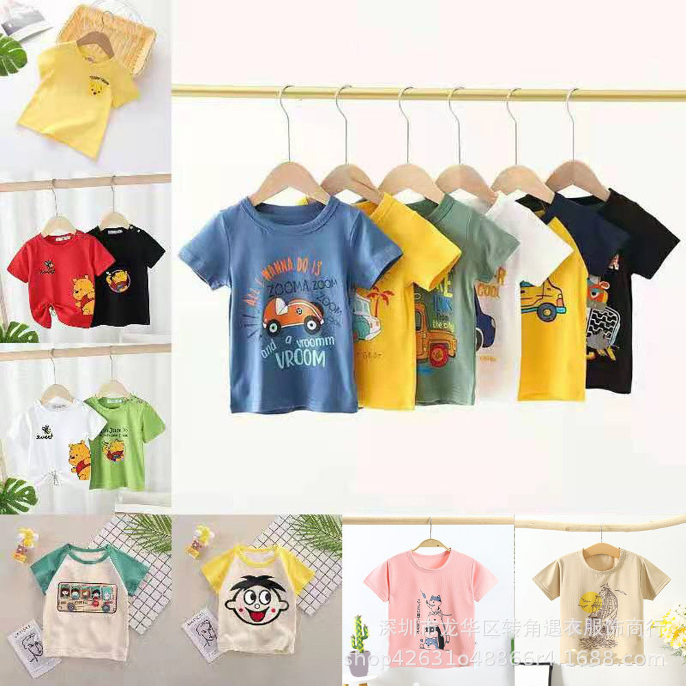 Summer Korean short-sleeved T-shirts for small and medium-sized children are being cleared out for export to Southeast Asia pic 5