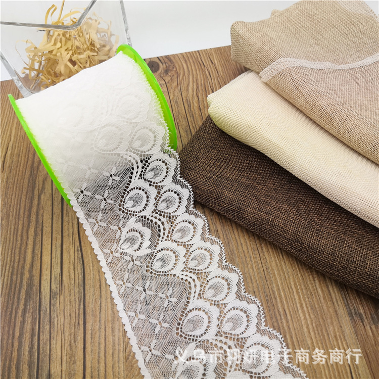 Elastic silk ribbon, lace trim, soft and skin-friendly, elastic elastic band, clothing accessory, ruffled edge, 9CM pic 13