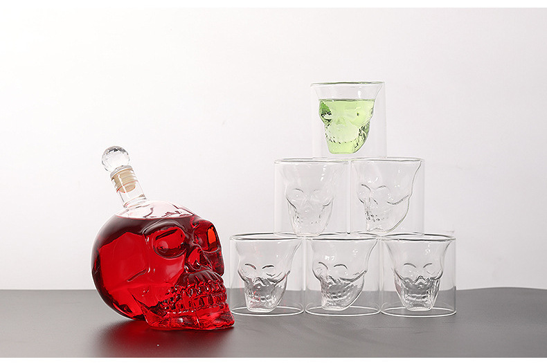 Personalized skull cup, red wine glass, creative bar spirits, skull cup, high borosilicate glass cup, double-layer cocktail cup pic 10