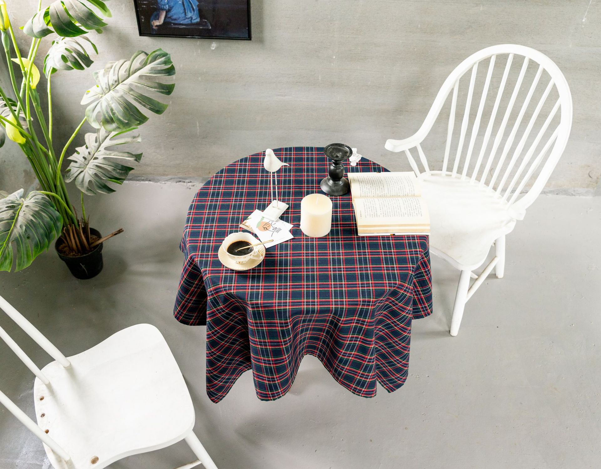 Cross-border Christmas holiday decoration table fabric, retro striped checkered cotton and linen restaurant party cover, Amazon pic 74