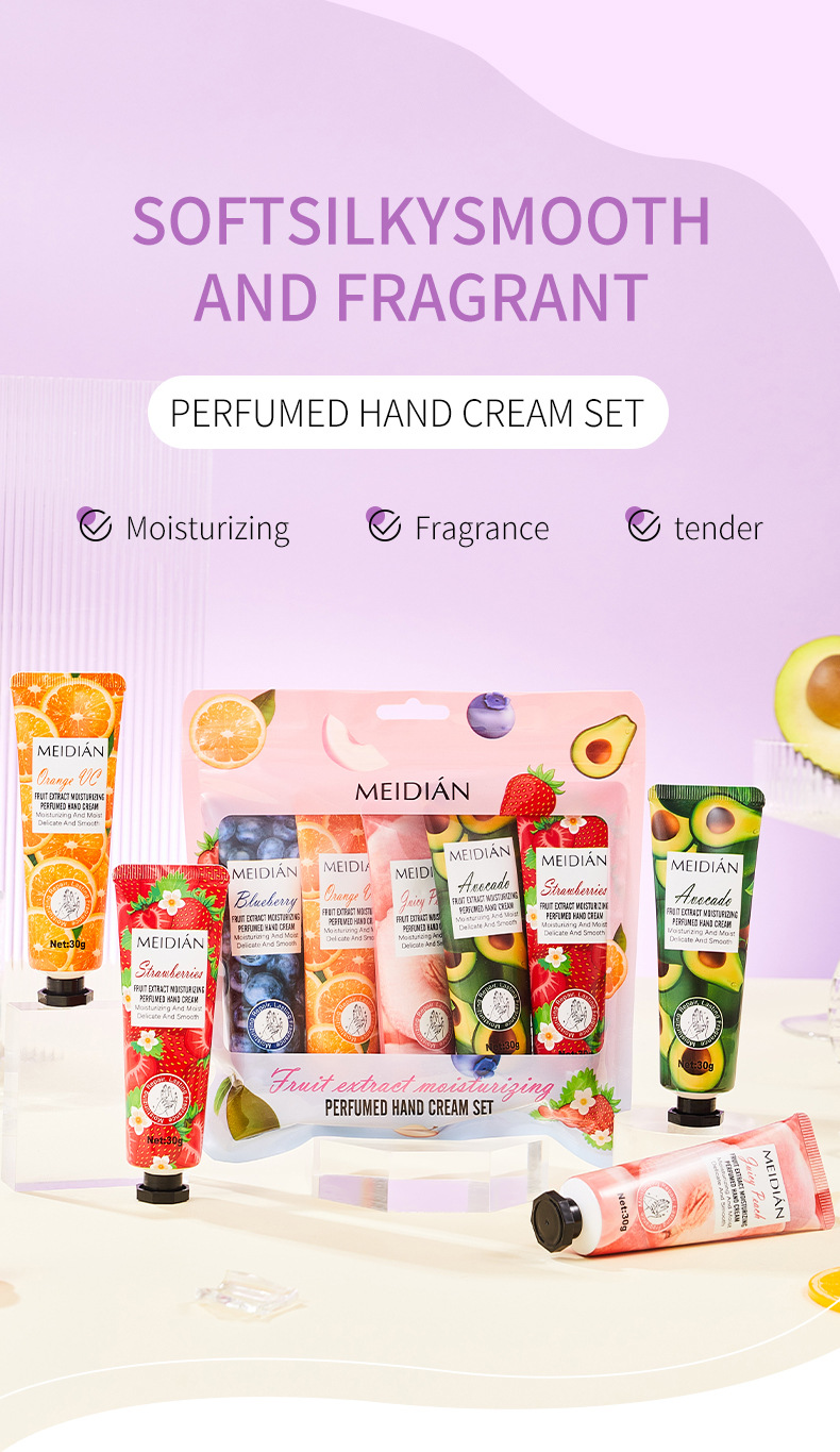[versión en inglés de comercio exterior especial] crema de mano perfumada de frutas 5 bolsas conjunto de crema de mano al por mayor pic 1