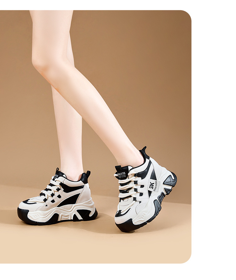 厚底老爹鞋女2024年秋冬季新款真皮女鞋增高加绒休闲运动阿甘女鞋详情12