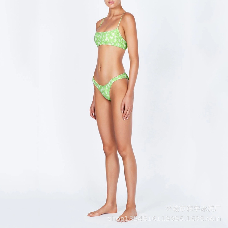 The 11-color INS triangular double-sided swimsuit with strapless and pleated designs from Europe and America has swept the new bikini style pic 11