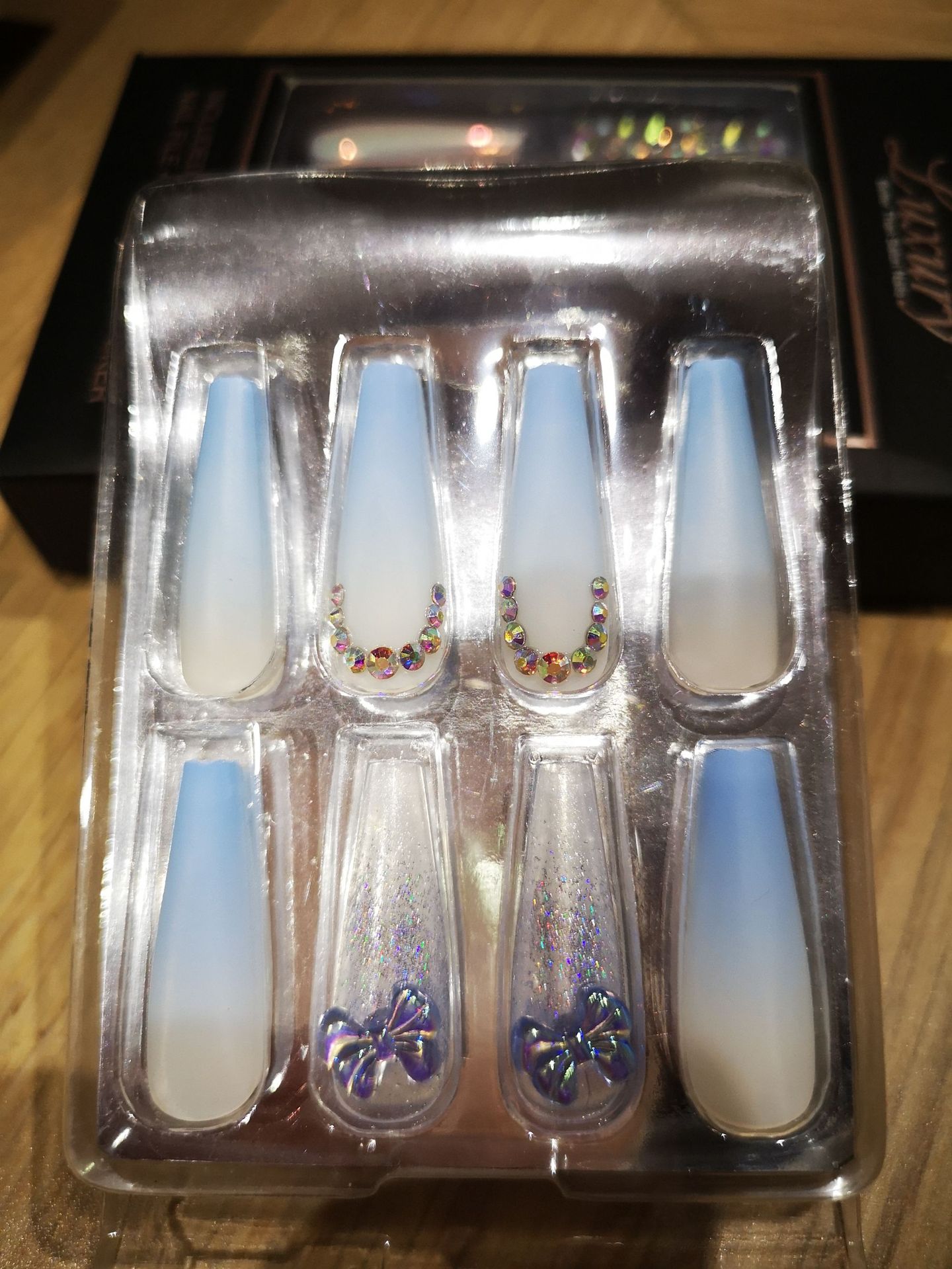 Special offer on 30 pieces of long ballet nail nail patches with diamonds pic 44
