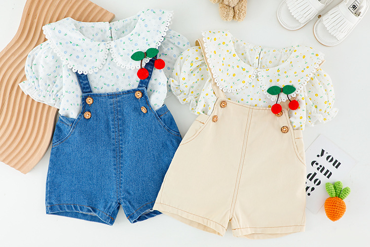 وفي فصل الصيف، تم إعداد مجموعة جديدة من ملابس الأطفال عبر الحدود لفتيات صغيرات يحملن سراويل قصيرة pic 1