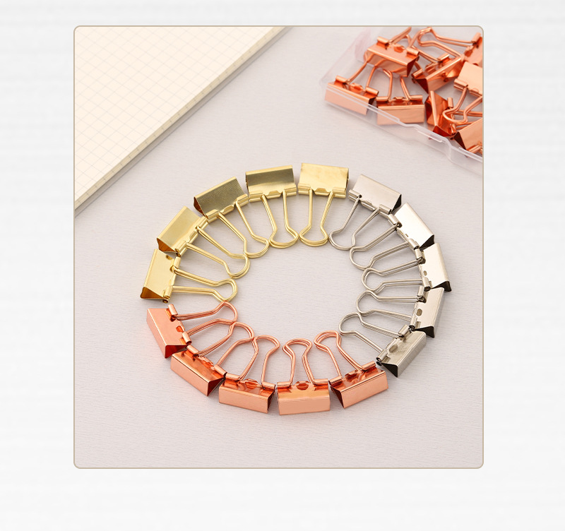 19mm oro rosa clips de cola larga electrochapado de metal clips pequeños caja encuadernación de libro de mano clips de cola de golondrina clips de papel clips de ticket pic 9