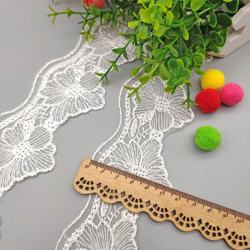 We have a wide range of products in stock, including lotus edge polyester thread embroidered lace, exquisite net lace, dance costumes, mosquito nets and decorative lace pic 3