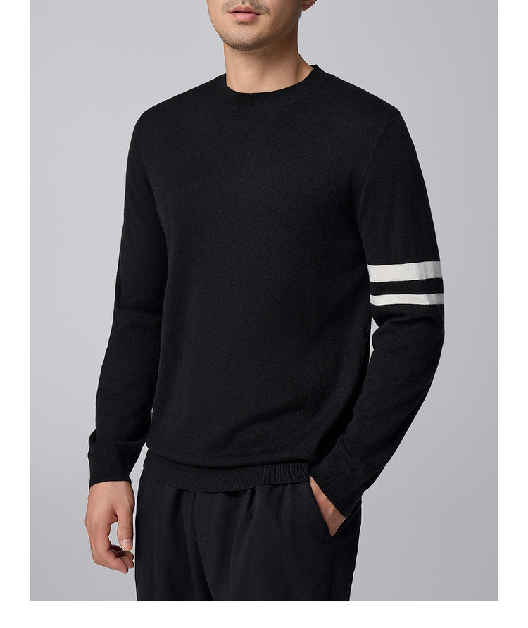 墨麦客男装条纹撞色打底羊毛衫男2024冬季新款简约男士毛衣20810详情24