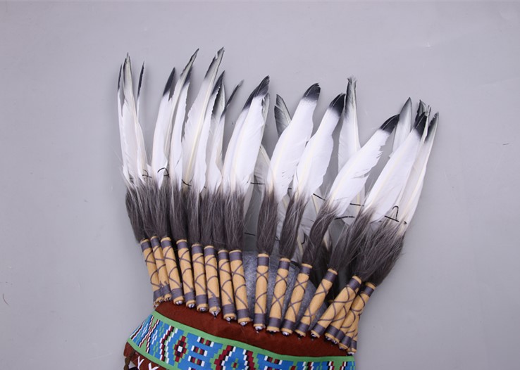 Colorful Indian heads, head decorations, feather balls, Halloween hats, party and party performance props, feathers pic 16