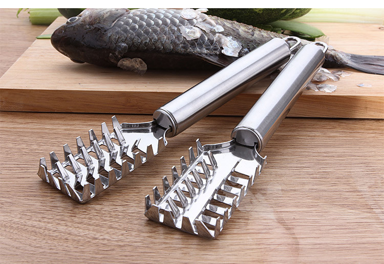 Kitchen small tools: stainless steel fish scale planer, stainless steel fish killing brush, fish scale scraper, descaling knife, brush pic 12
