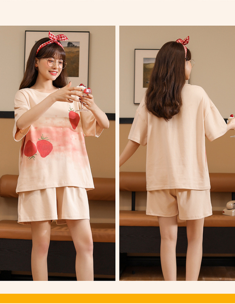 新款睡衣女夏季短袖短裤棉质套装韩版学生甜美可爱卡通女士家居服详情32