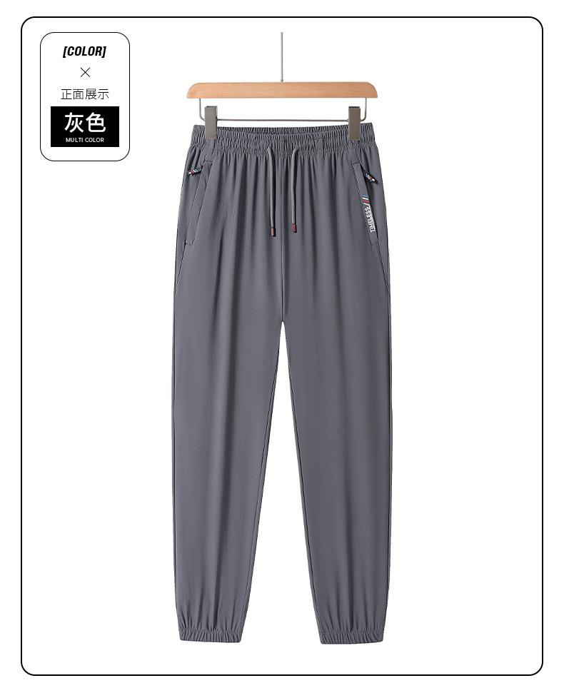 夏季冰丝裤男潮牌宽松九分裤薄款透气休闲裤户外防晒运动束脚卫裤详情16