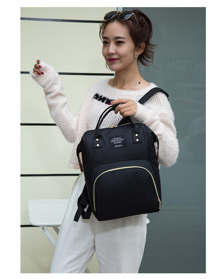 Factory-customized gift mom bag with printed patterns, large capacity, lightweight, double-shoulder mother and baby bag, waterproof maternity bag pic 19