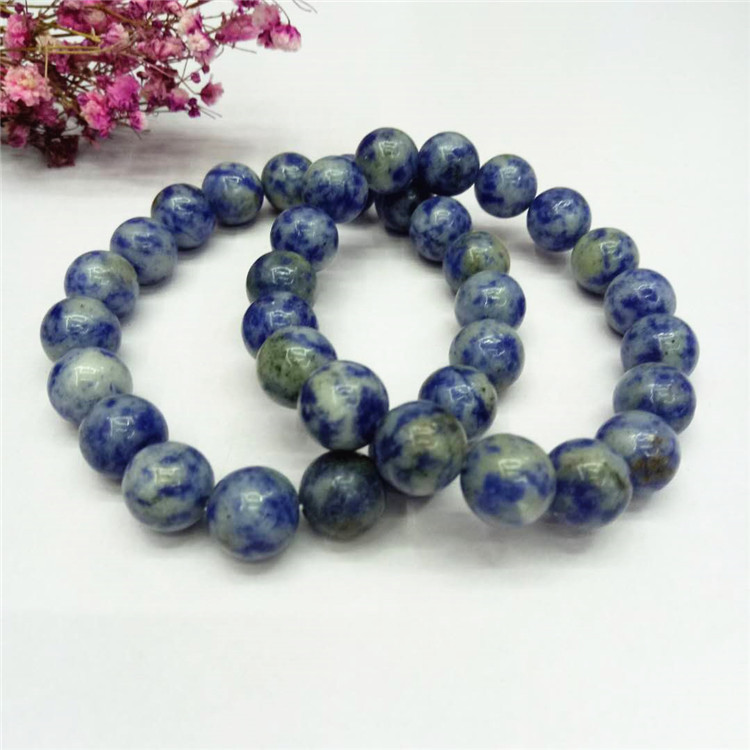 Retro original jewelry, blue pattern stone bracelet DIY, white dot blue natural stone bracelet wholesale factory direct sales, hot sale pic 11
