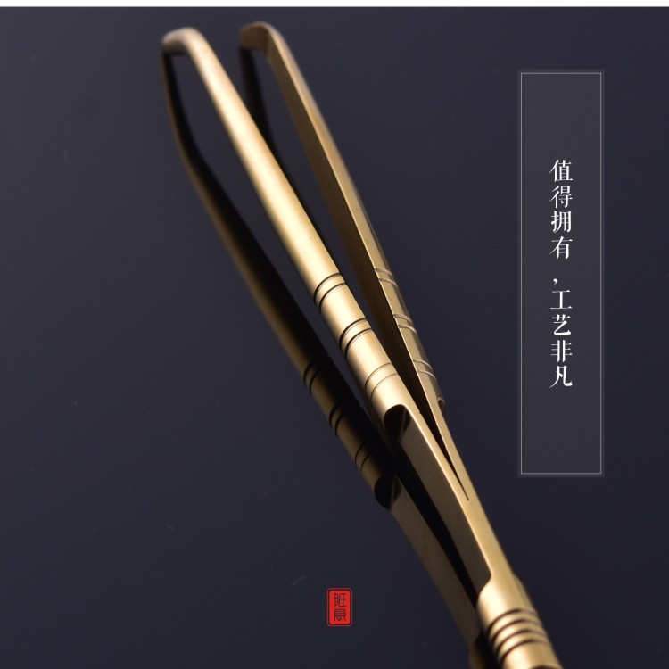 纯铜茶夹洗杯夹 功夫茶镊子茶杯夹 铜茶夹子茶具配件茶道包邮详情16