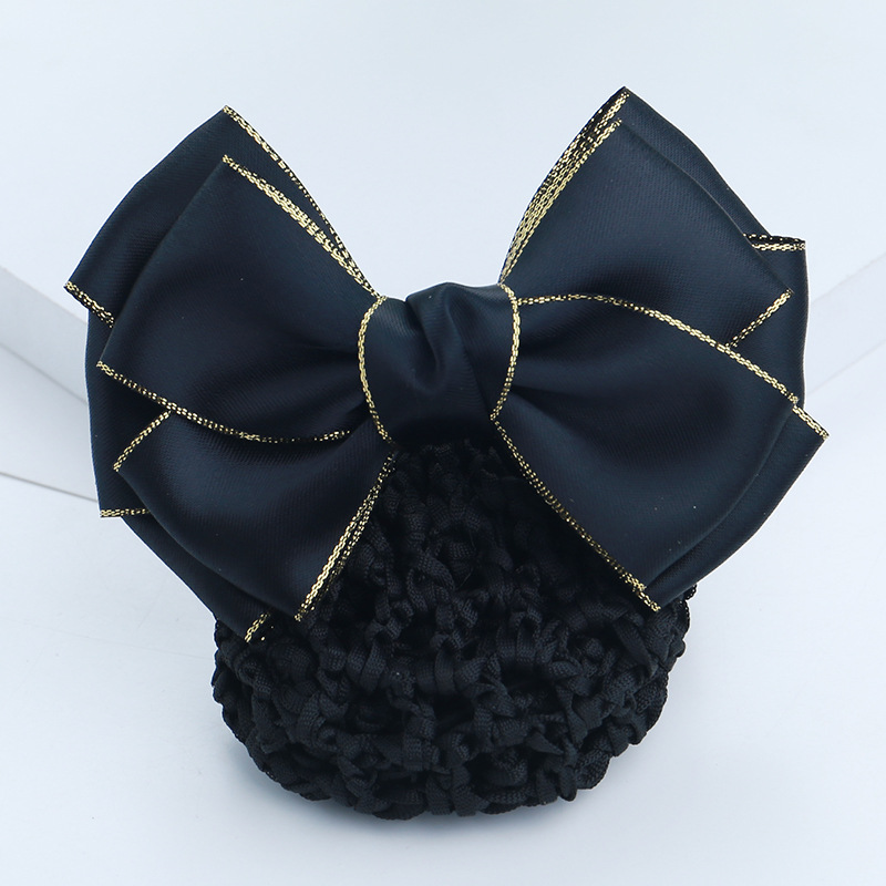 Professional hairpin, hair net, gold-edge bow, hair accessory, postal mobile headwear, nurse, work, hotel hairpin pic 25