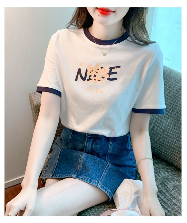 夏季纯棉正肩短袖t恤女装夏款2022年新款潮小个子时尚修身上衣服详情22