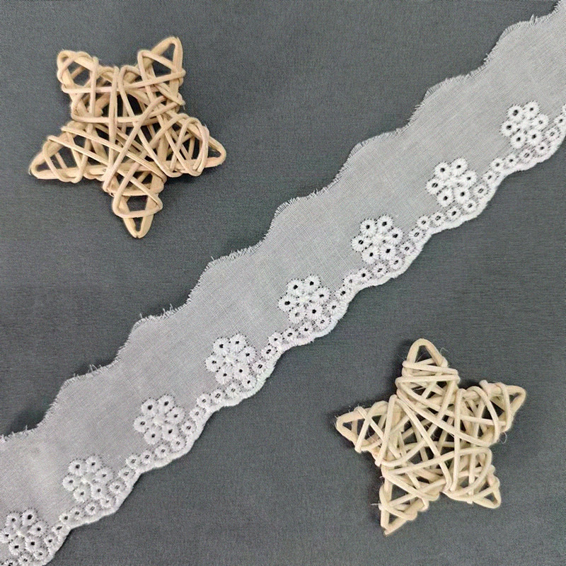 Wholesale of cotton embroidered lace, hollowed-out lace, embroidered skirt hem, clothing accessories, milk silk, perforated, barcode 2.5 pic 108