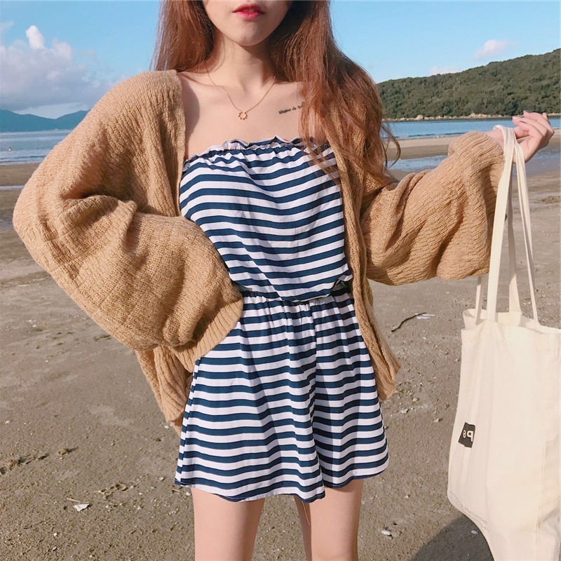 2020 Summer Korean beach V-neck school style loose sun-protective cardigan light jacket for students, trendy knitted cardigan for women pic 7