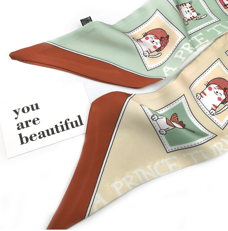10*150 cartoon silk scarf hair band, versatile for women, spring and autumn with suits, professional neckerchiefs, decorative ribbons, tie bags and hair ties pic 8