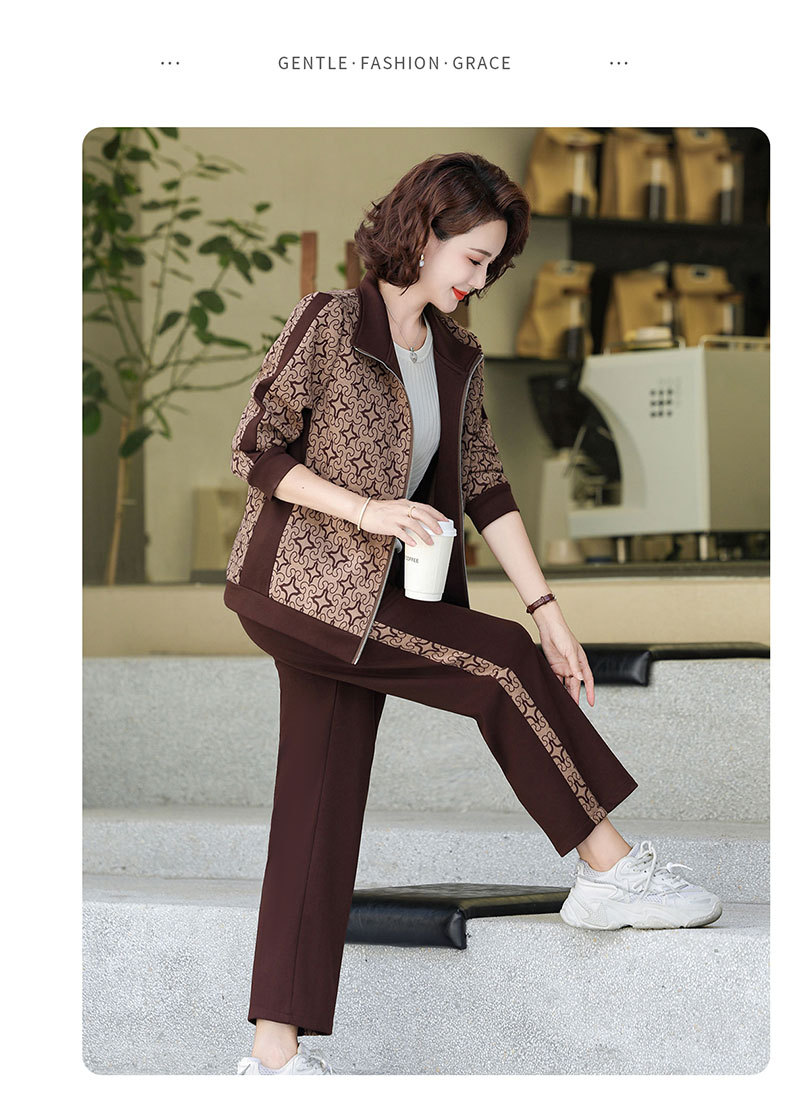 Madre de edad media otoño traje 2024 nuevo medio y viejo mujer otoño chaqueta casual abrigos moda ropa deportiva pic 32