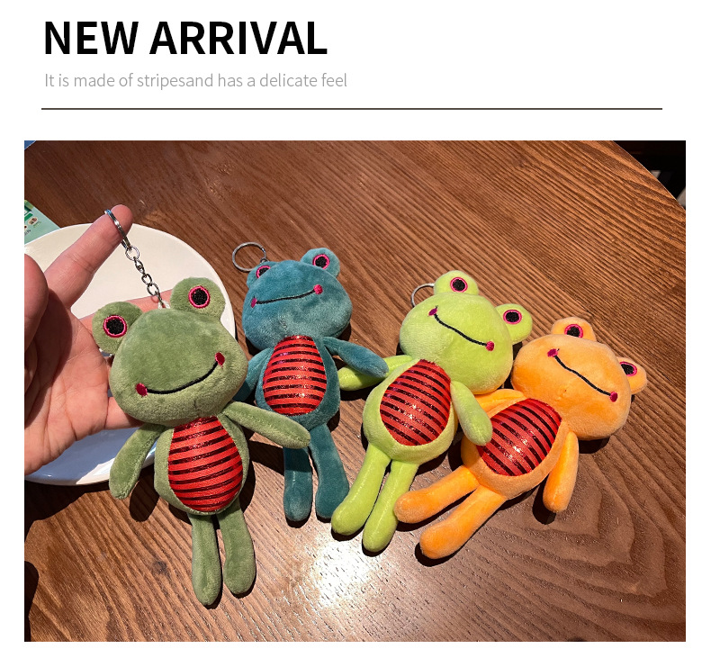 New cute smiling frog plush toy pendant, schoolbag accessory for boys and girls, keychain, creative couple gift pic 10