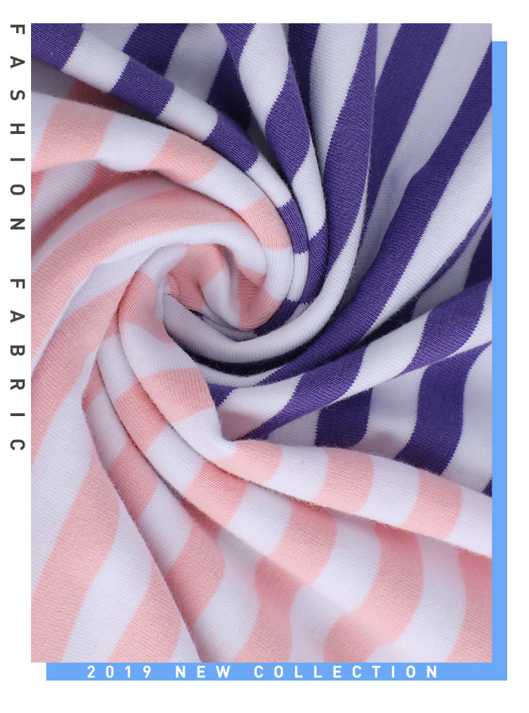 Striped knitted T-shirt fabric, combed all-cotton stretch single-sided sweatshirt fabric, sportswear pajama fabric pic 6