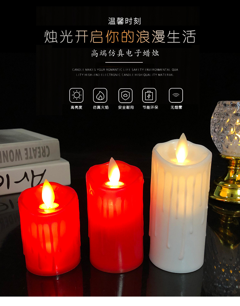 Cross-border supply LED electronic simulation tearful candles, bar decoration, wedding and birthday atmosphere set ornaments in stock pic 1