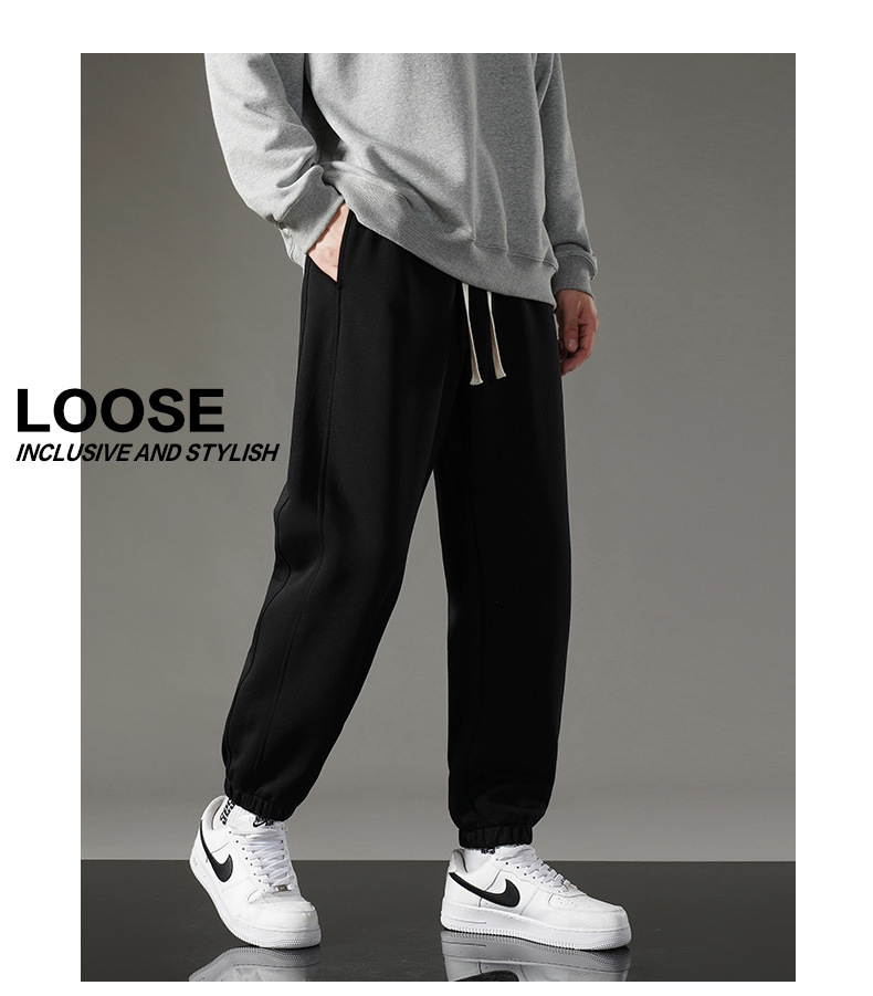 Cotton casual pants for men 2023 Spring/autumn knitted sports tapered sweatpants, loose, large-sized, fleece and thickened straight-leg pants pic 18
