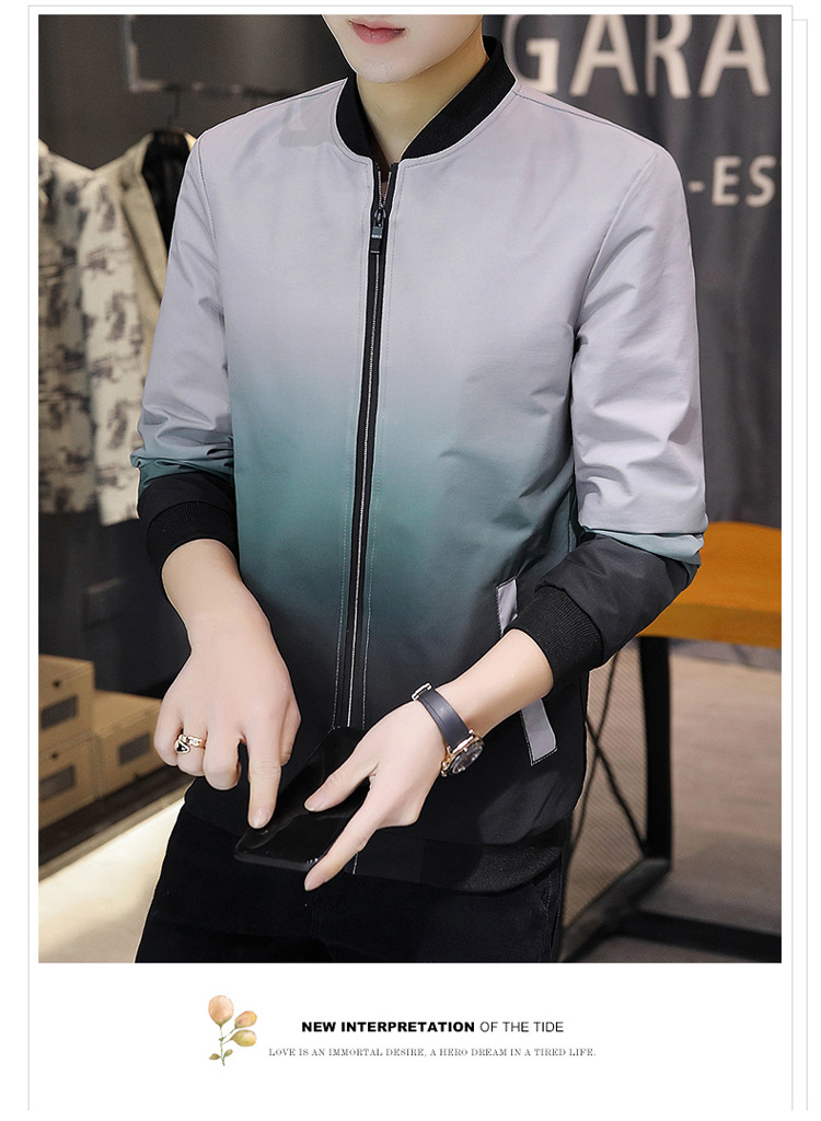 Comercio exterior primavera/otoño 2022 chaqueta versátil para hombres versión coreana slim fit baseball wear tendencia para hombres gradiente de estilo casual abrigos pic 15