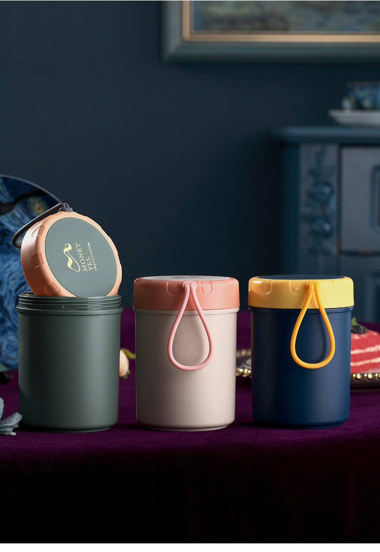 创意INS塑料提环单层汤杯 可微波加热汤杯燕麦杯上班族便携早餐牛奶杯详情16