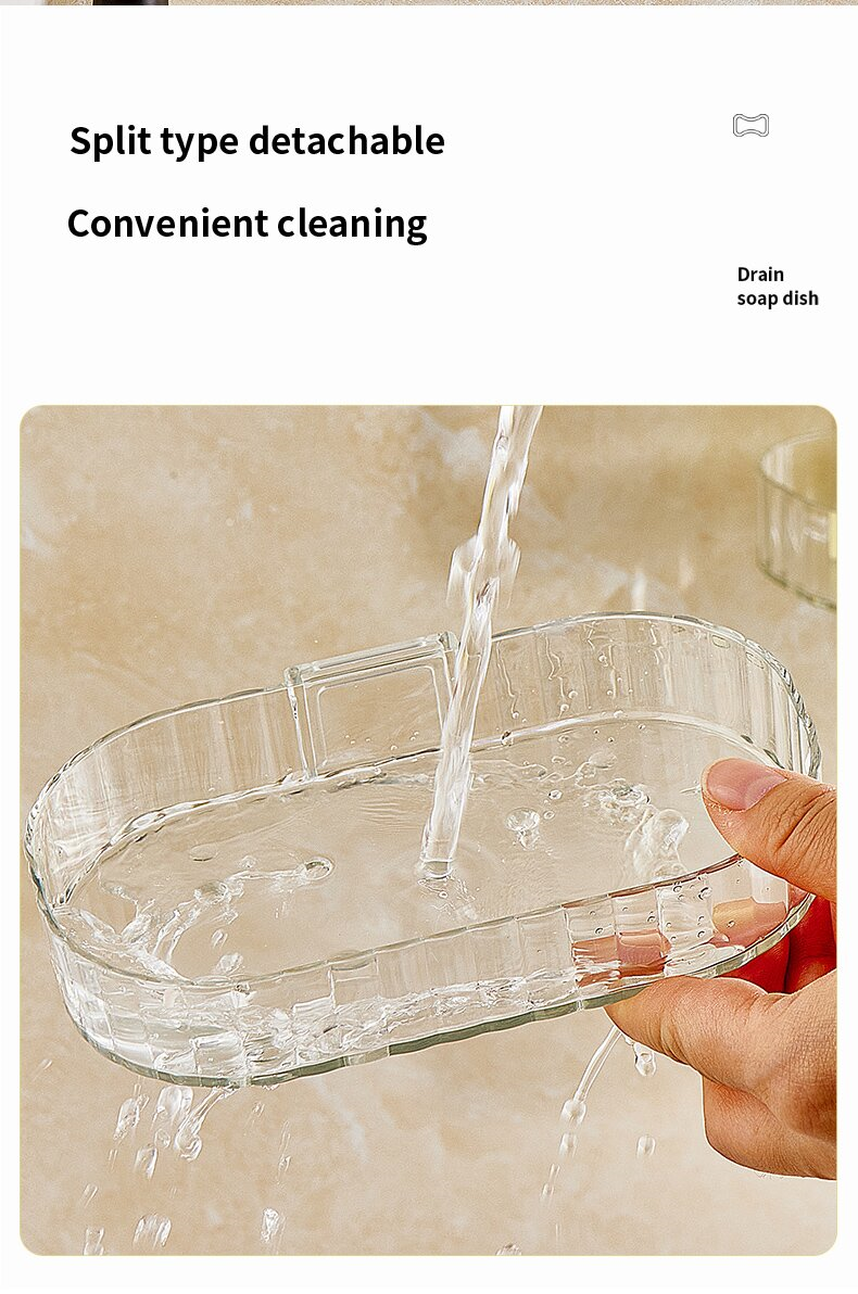 Transparent and simple PET high-quality, seamless soap box, non-punching, water-draining soap box rack, bathroom storage and storage, moisture-proof soap box tray pic 28