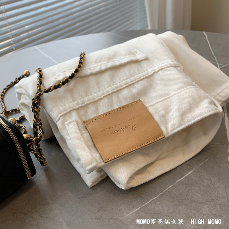 软糯！太舒服了简约百搭高腰显瘦白色牛仔裤女天丝长裤直筒裤详情15