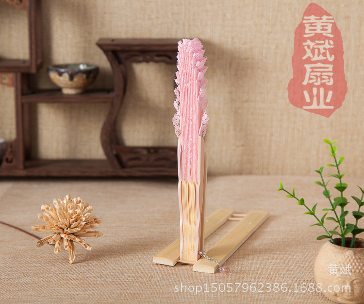 复古精品女士和扇 贝壳扇 大刀扇 礼品扇 双层黑蕾丝花边扇子详情13