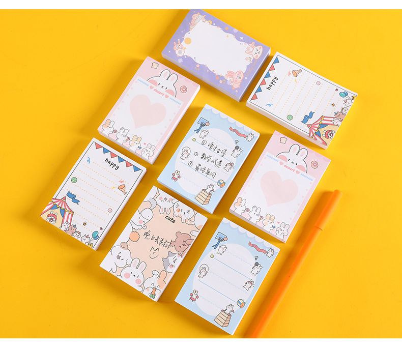 Cute cartoon rabbit memo note book, student notebook, sticky notes that can be torn N times, message notepad pic 12