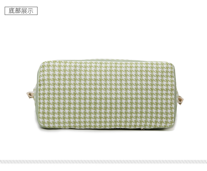 潮流时尚千鸟格花纹手提旅行包大容量运动收纳健身包可折叠背包详情29