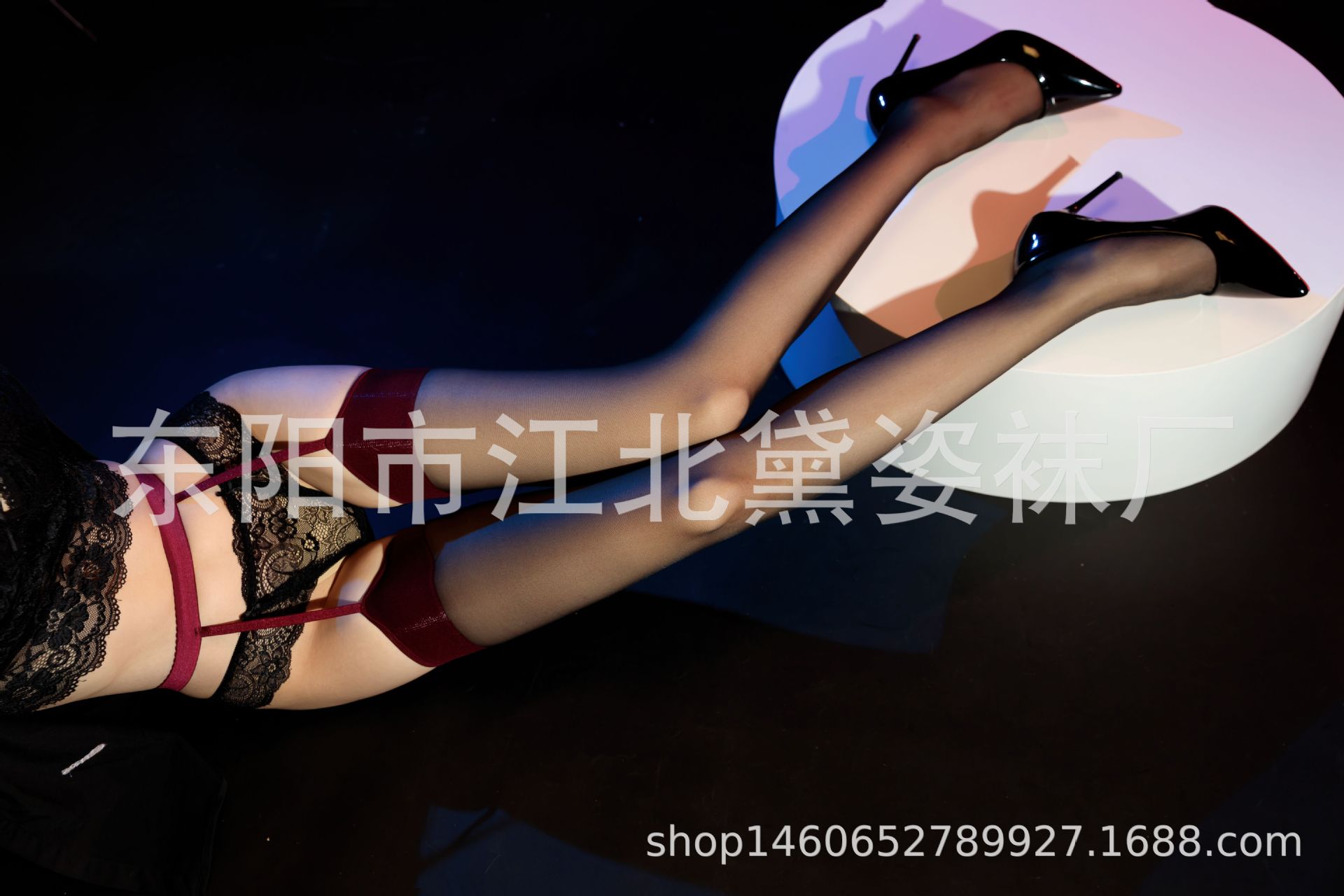 性感吊带一体袜纯欲红色丝袜女撞色红边黑丝长筒情趣超薄详情2