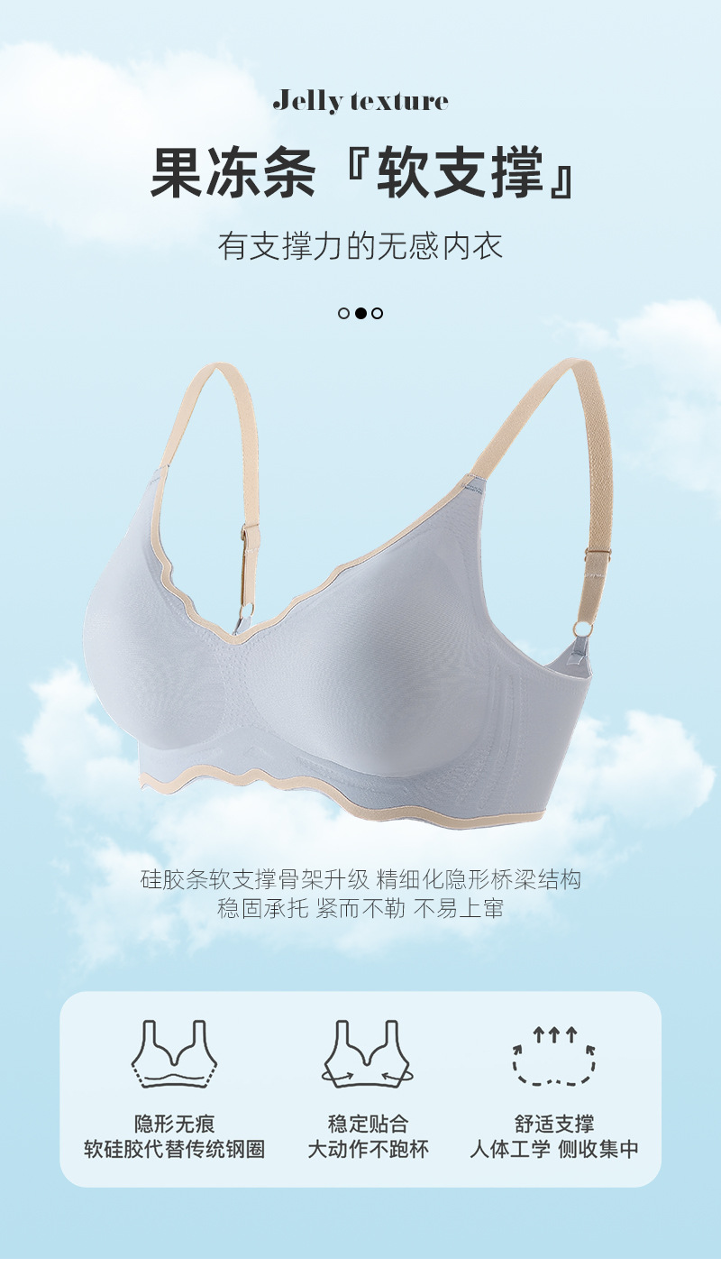 无痕内衣女小胸聚拢无钢圈果冻条软支撑吊带文胸跨境外贸批发详情2