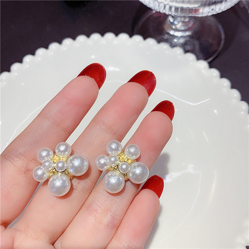 高级感法式复古珍珠不规则耳环精致轻奢小众设计气质简约韩版耳钉详情3