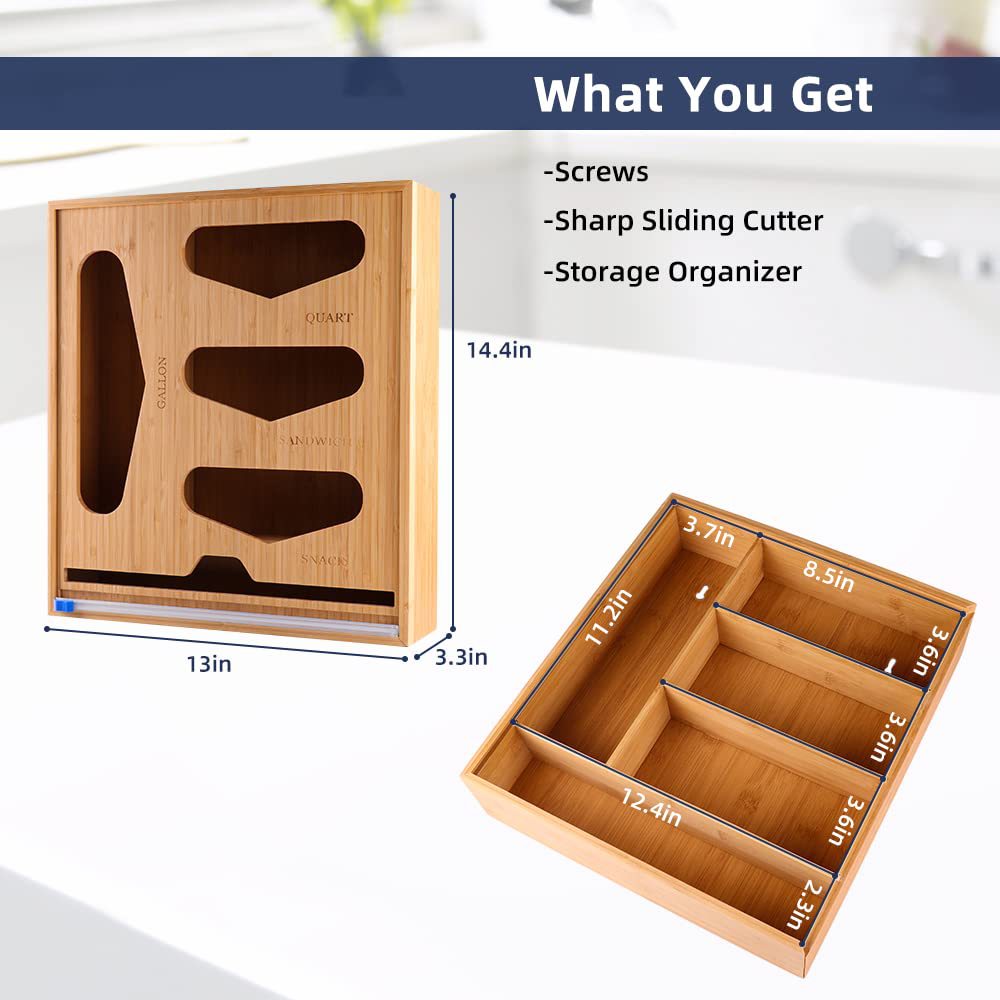 Cross-border best-selling sealed bag storage box, bamboo drawer storage box, kitchen sundries organizing bamboo box pic 2