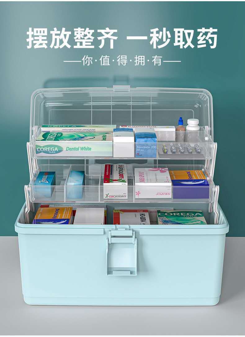 Household medicine classification storage box, medicine box, multi-layer large-capacity portable medical emergency standby medicine box, family size pic 2