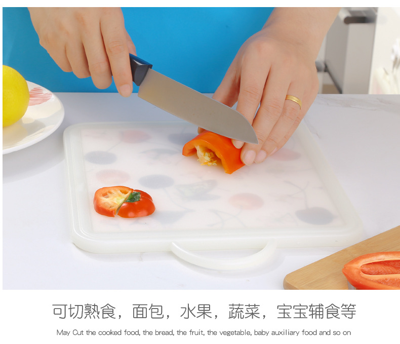 Cute double-sided cutting board, plastic fruit cutting board, household kitchen cutting board, easy to clean, with scale for convenient measurement pic 3