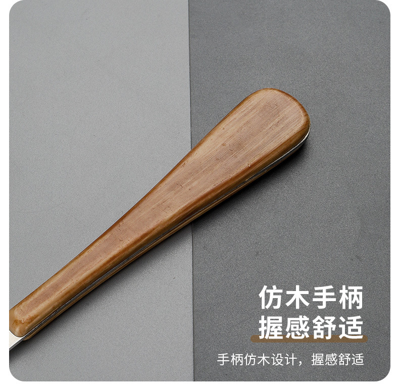 仿木纹夹柄不锈钢西餐具刀叉勺套装牛排刀甜品勺网红高档餐厅详情7