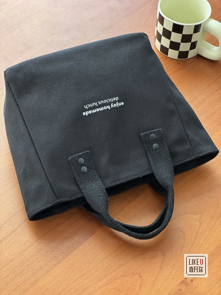 帆布纯色手提袋日式便当妈咪上班族外出带饭简约撞色时尚拎包饭盒详情23