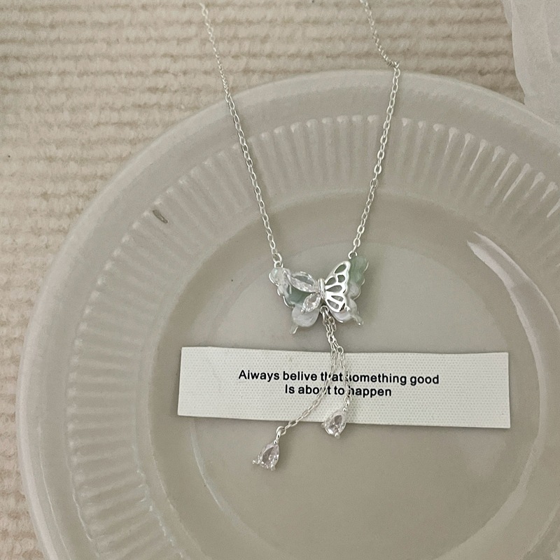 超仙少女蝴蝶流苏锆石项链女小众设计感轻奢时尚百搭锁骨链配饰详情22