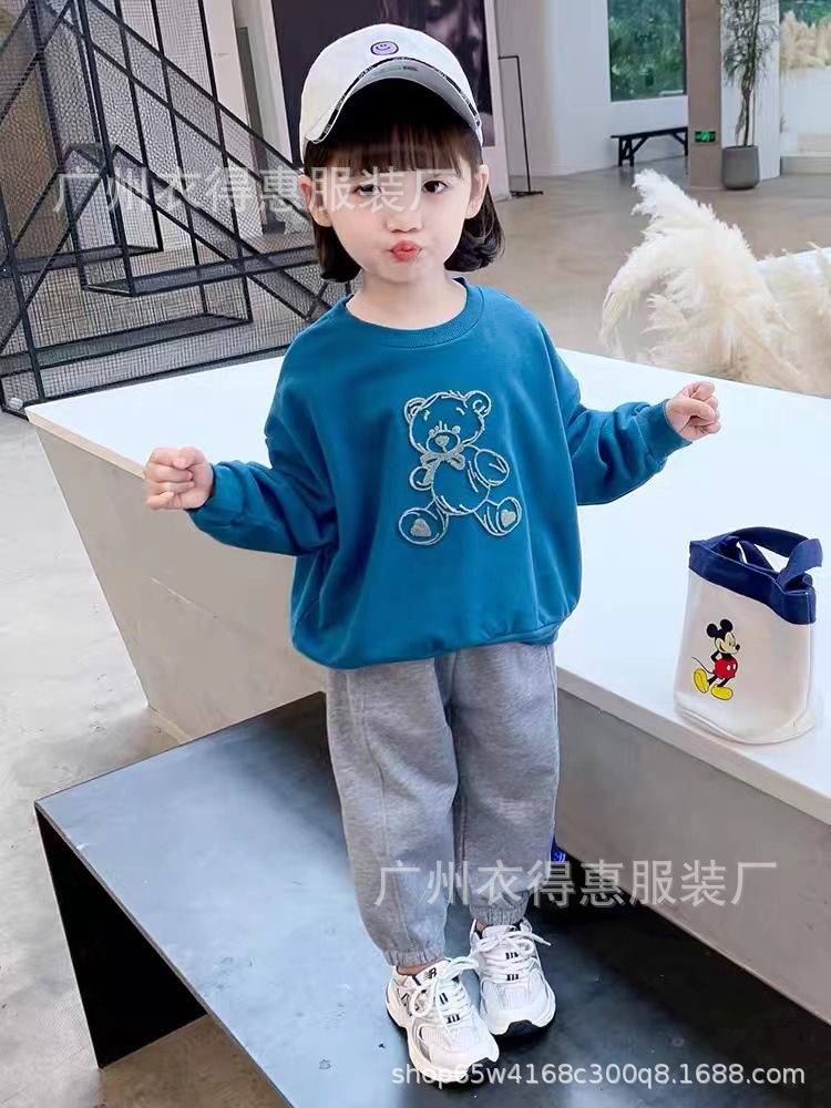 Otoño invierno 2022 nuevo medio niño cuello redondo sudaderas dos piezas tendencia niños deportes sudaderas sudaderas venta al por mayor pic 4