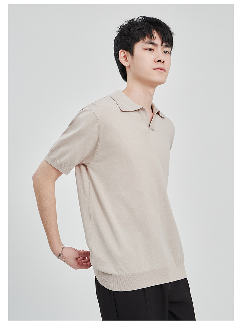 APO男装|简约针织短袖t恤男士2024夏季新款纯色设计垂感POLO衫男详情25
