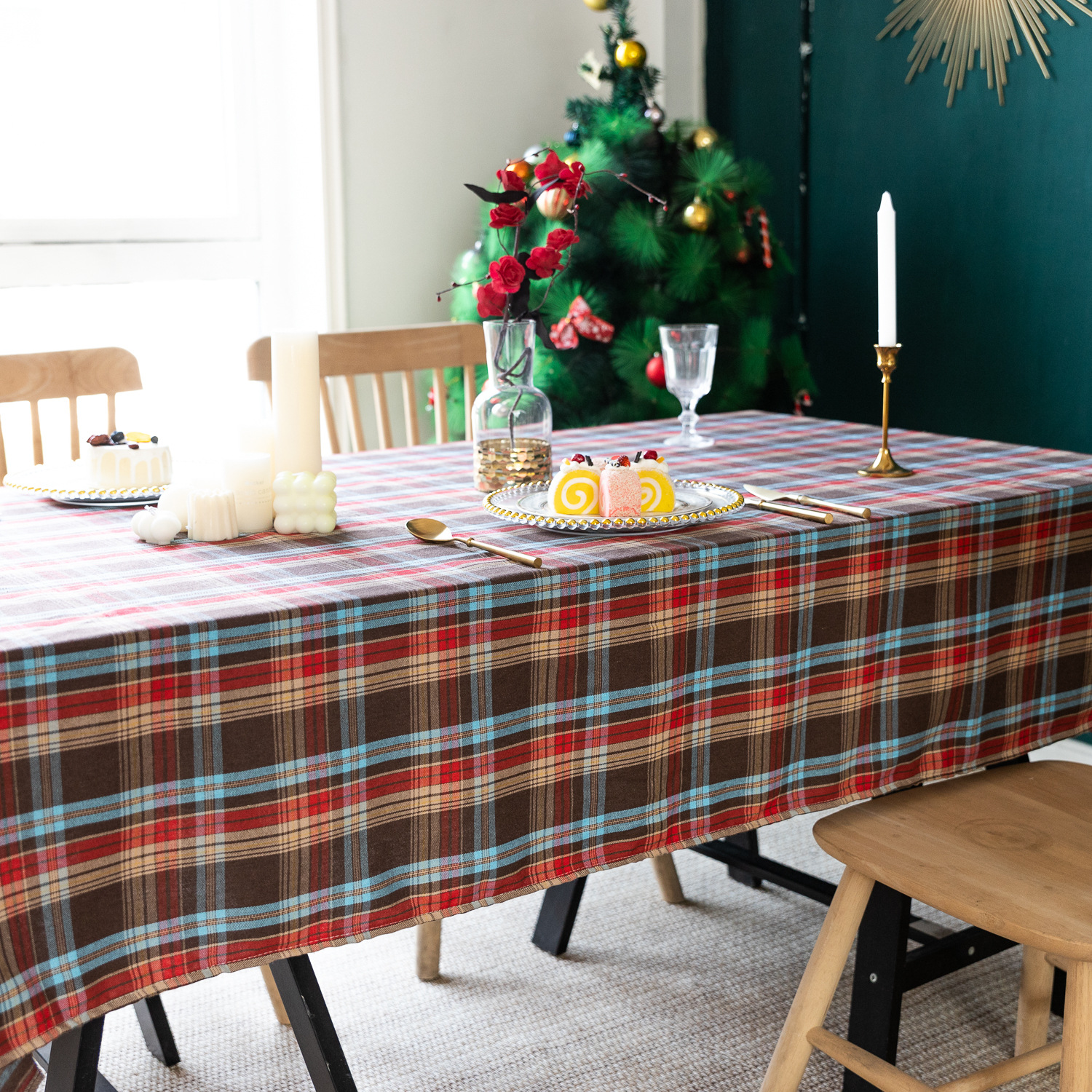 American green checkered table fabric Christmas Day Amazon rectangular atmosphere decoration tablecloth manufacturer, South Korea pic 22