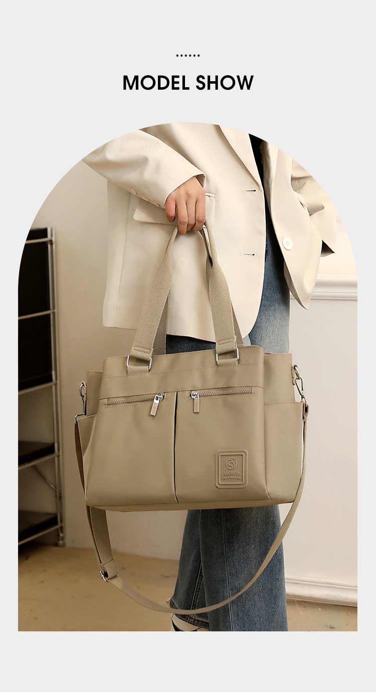 跨境女包大容量休闲尼龙托特包新款轻便单肩多隔层实用斜挎包详情5